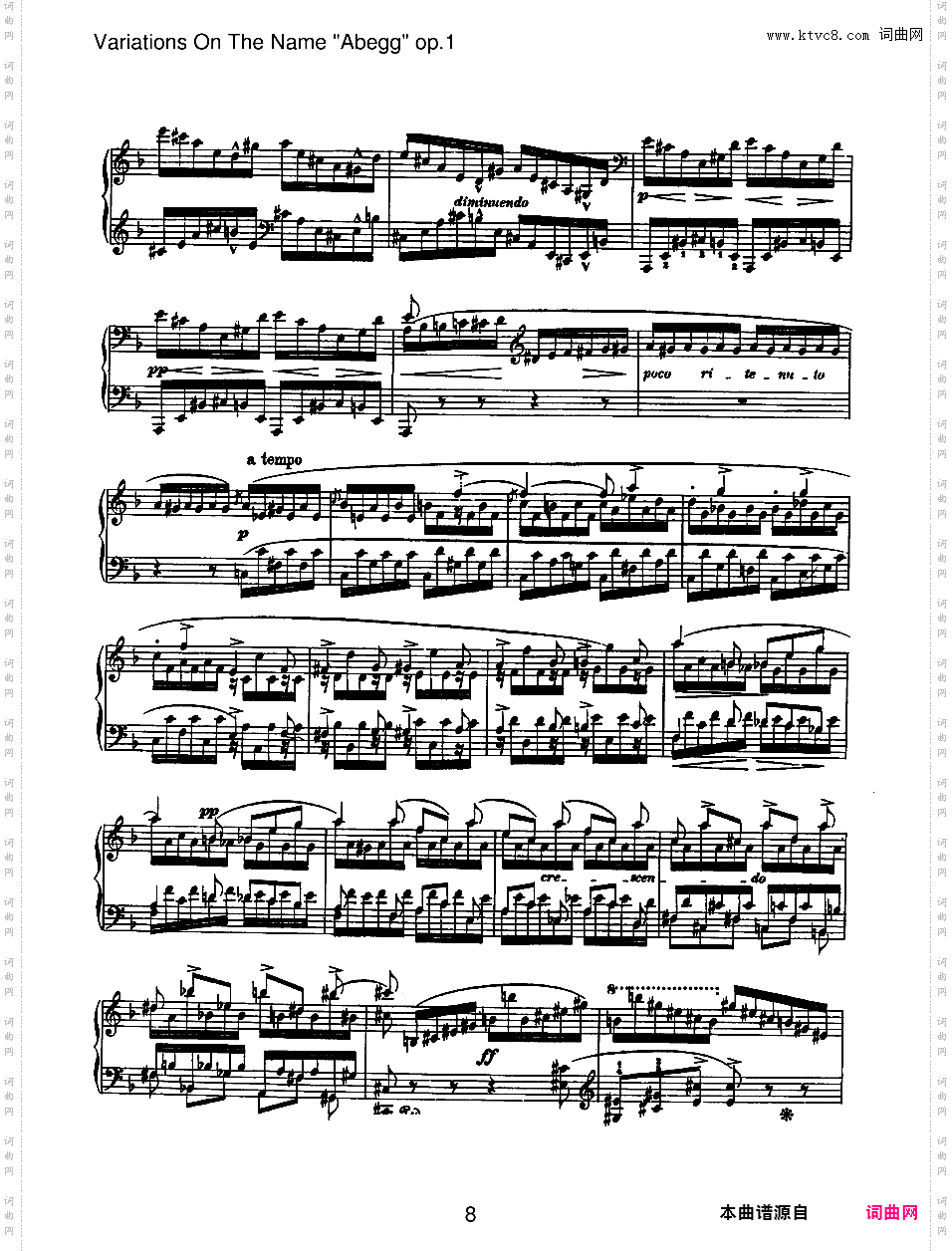 阿贝格变奏曲 Abegg Variations Op·1
