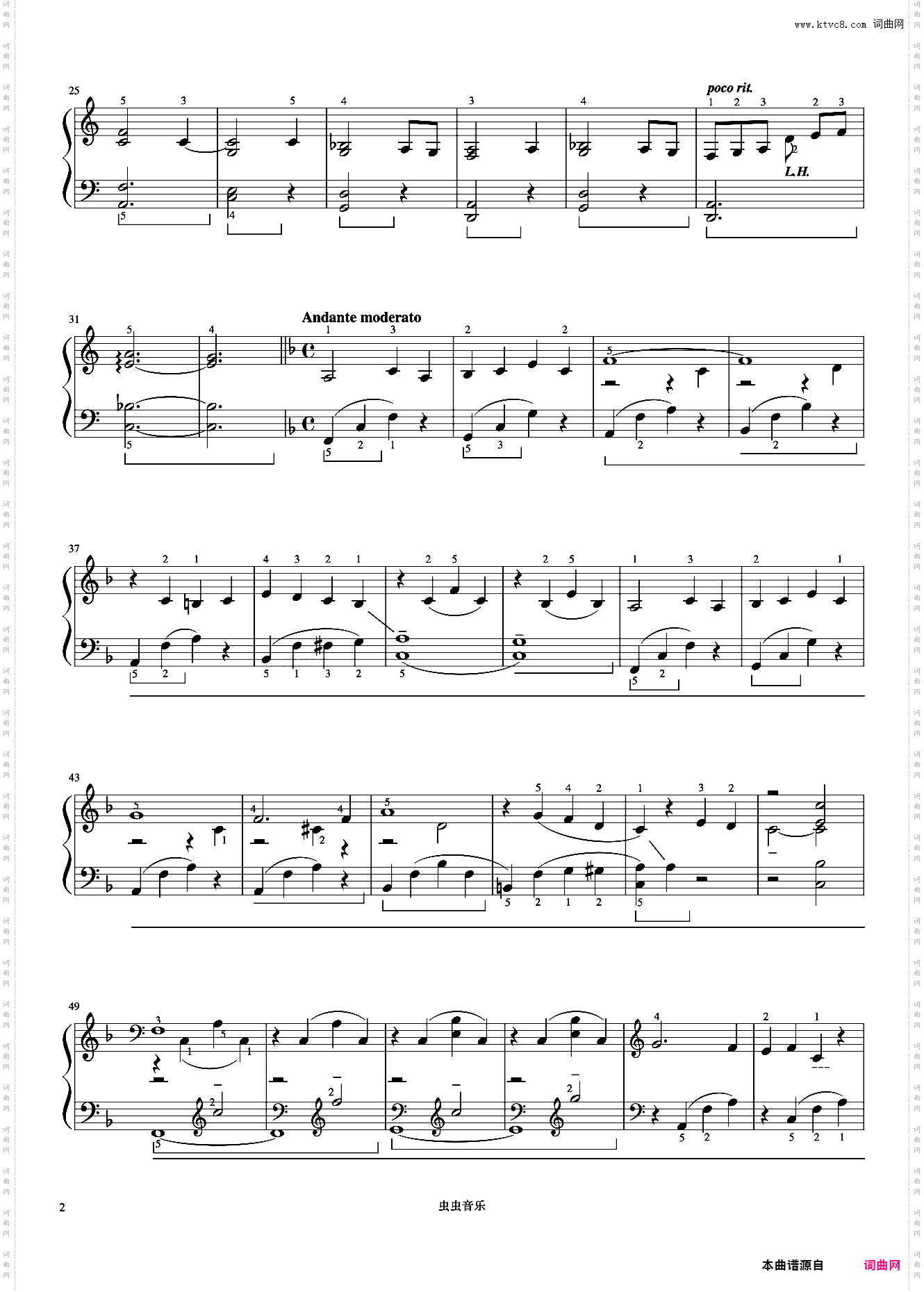 摇篮曲《约翰汤普森 现代钢琴教程3》