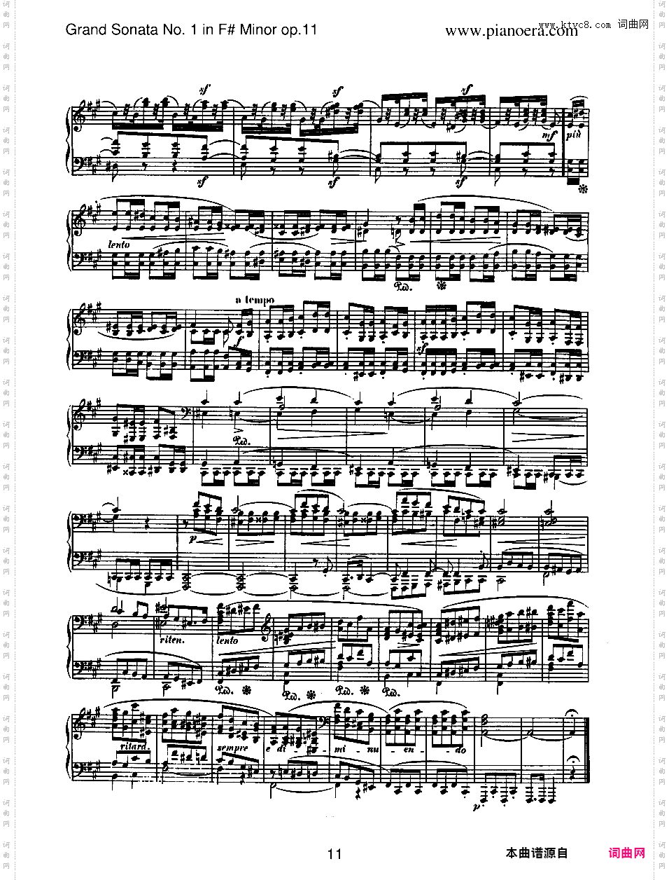 升f小调第一钢琴奏鸣曲 Piano Sonata No·1 In f-Sharp Minor Op·11