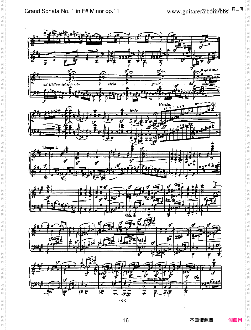 升f小调第一钢琴奏鸣曲 Piano Sonata No·1 In f-Sharp Minor Op·11