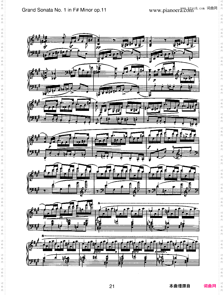 升f小调第一钢琴奏鸣曲 Piano Sonata No·1 In f-Sharp Minor Op·11
