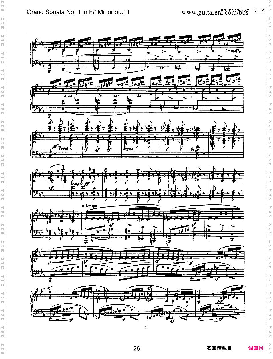 升f小调第一钢琴奏鸣曲 Piano Sonata No·1 In f-Sharp Minor Op·11