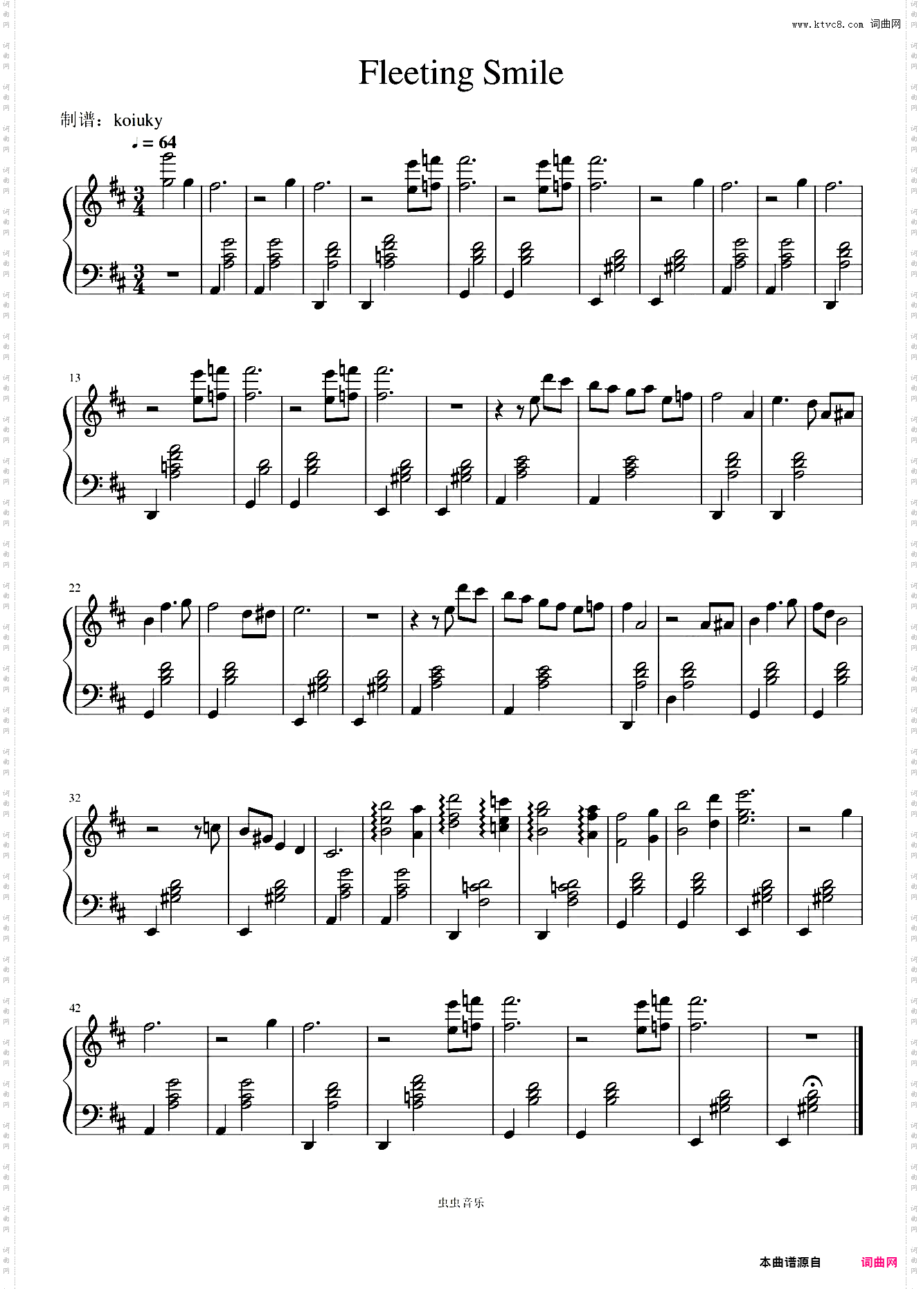 Fleeting Smile 钢琴独奏谱