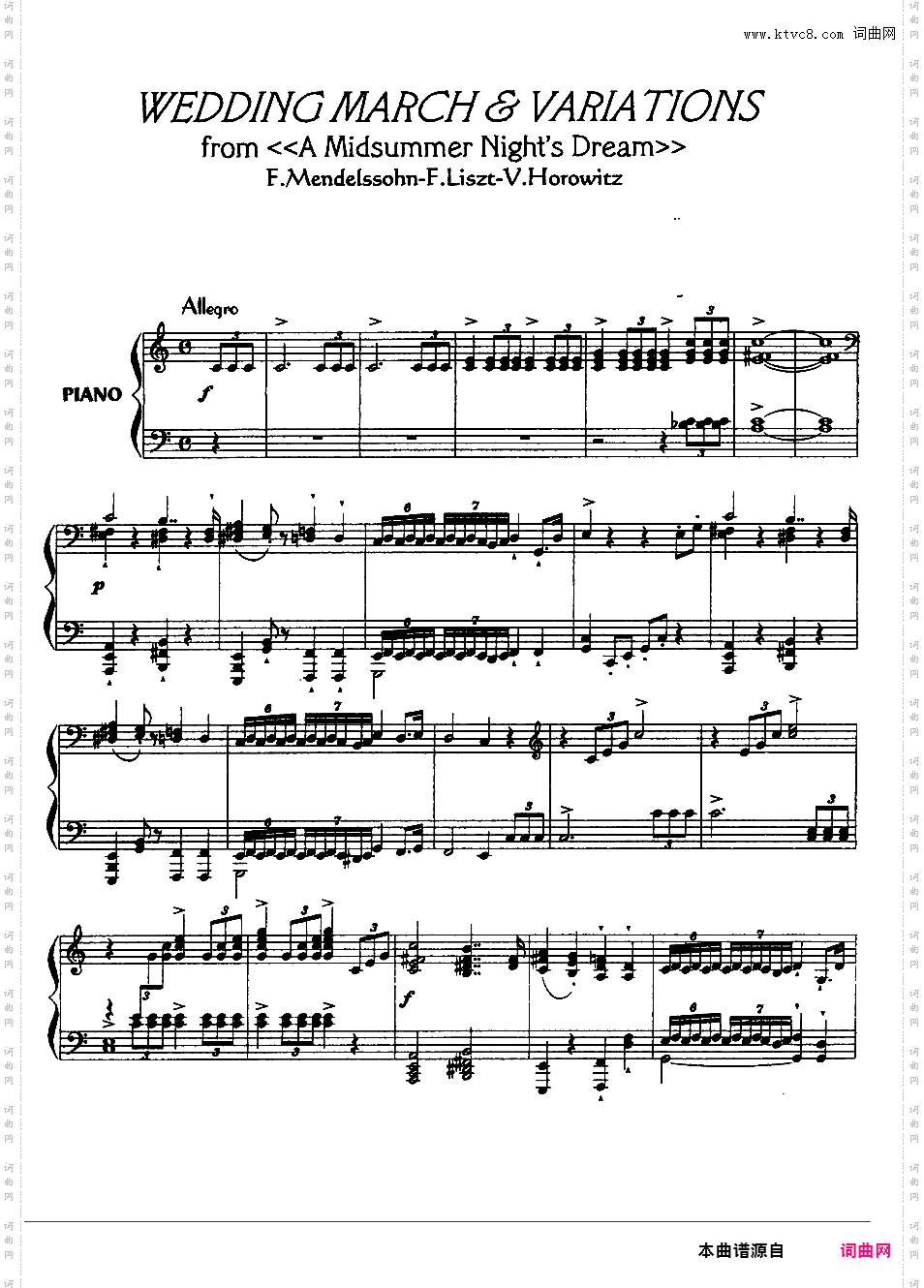 婚礼进行曲主题与变奏 - 根据门德尔松《婚礼进行曲》主题改编Mendelssohn-Liszt-Horowitz 1946 Wedding March Chiu