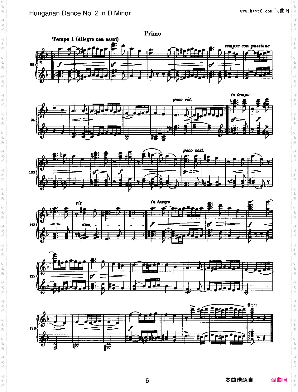 21首匈牙利舞曲 21 Hungarian Dances四手联弹Brahms Hungarian Dance 02 in d duet