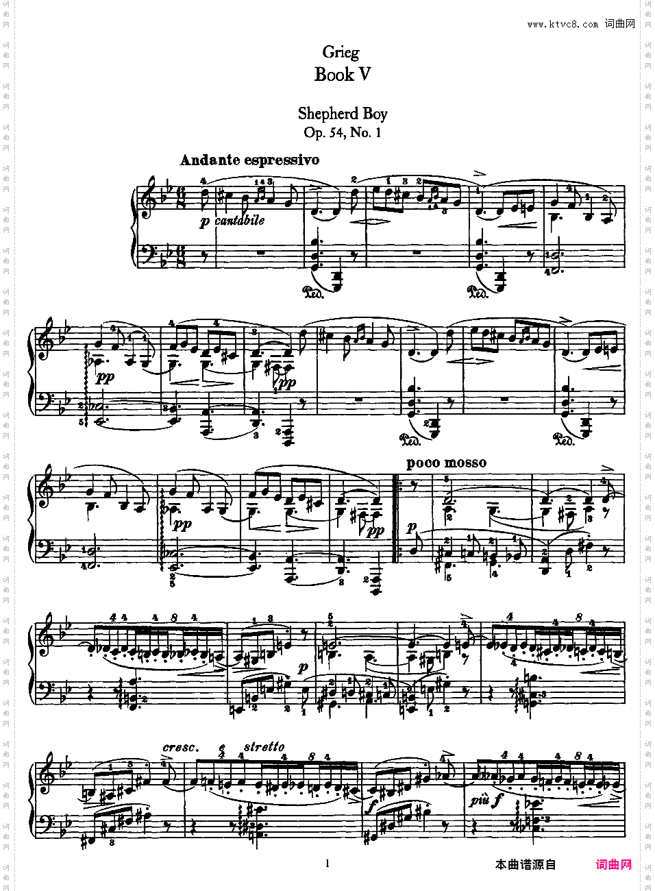 抒情小品集 Lyric Pieces 十卷Grieg op54 Lyric Pieces