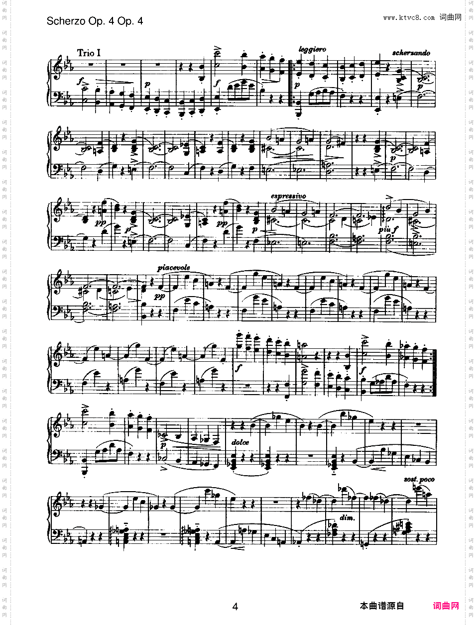 降e小调谐谑曲 Scherzo in e-flat Minor Op·4
