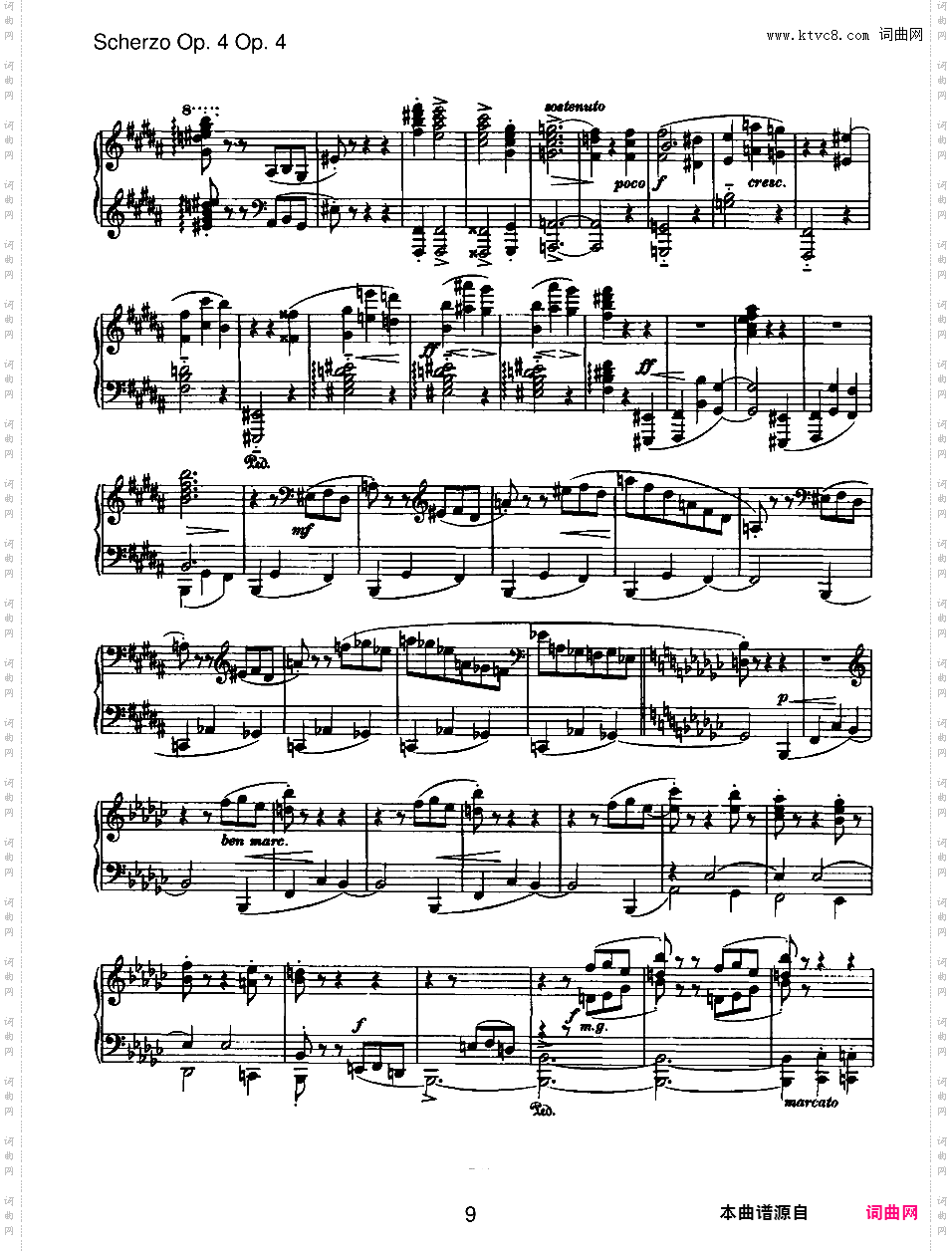 降e小调谐谑曲 Scherzo in e-flat Minor Op·4