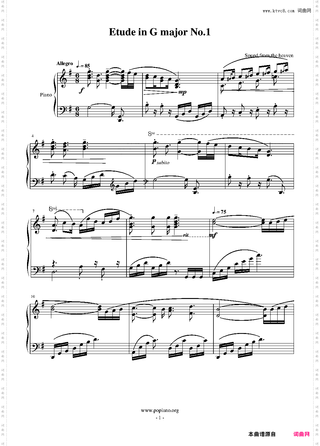 G大调练习曲 No·1