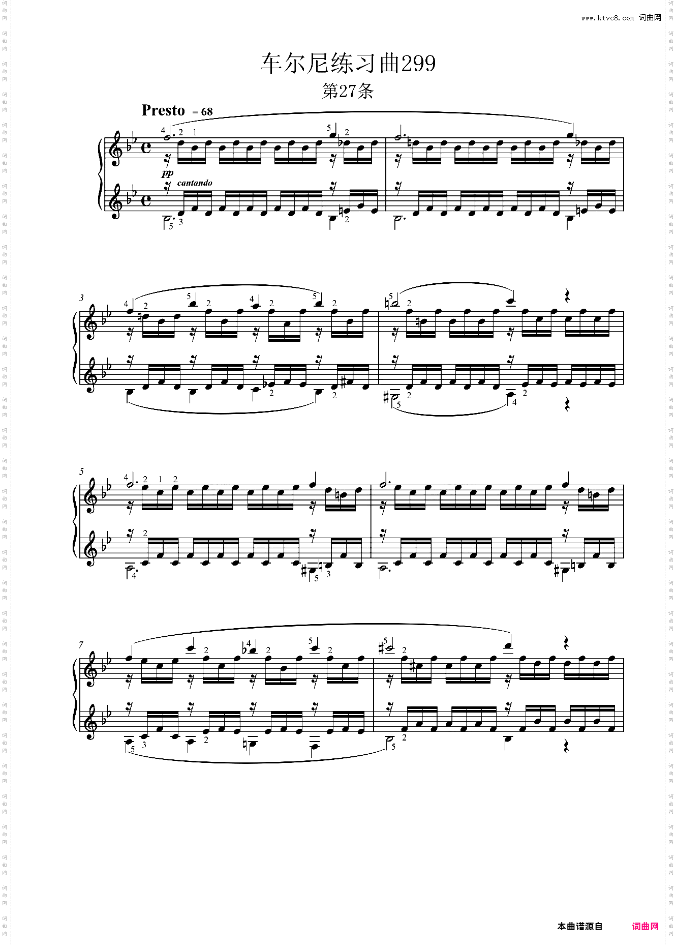 车尔尼299，No27