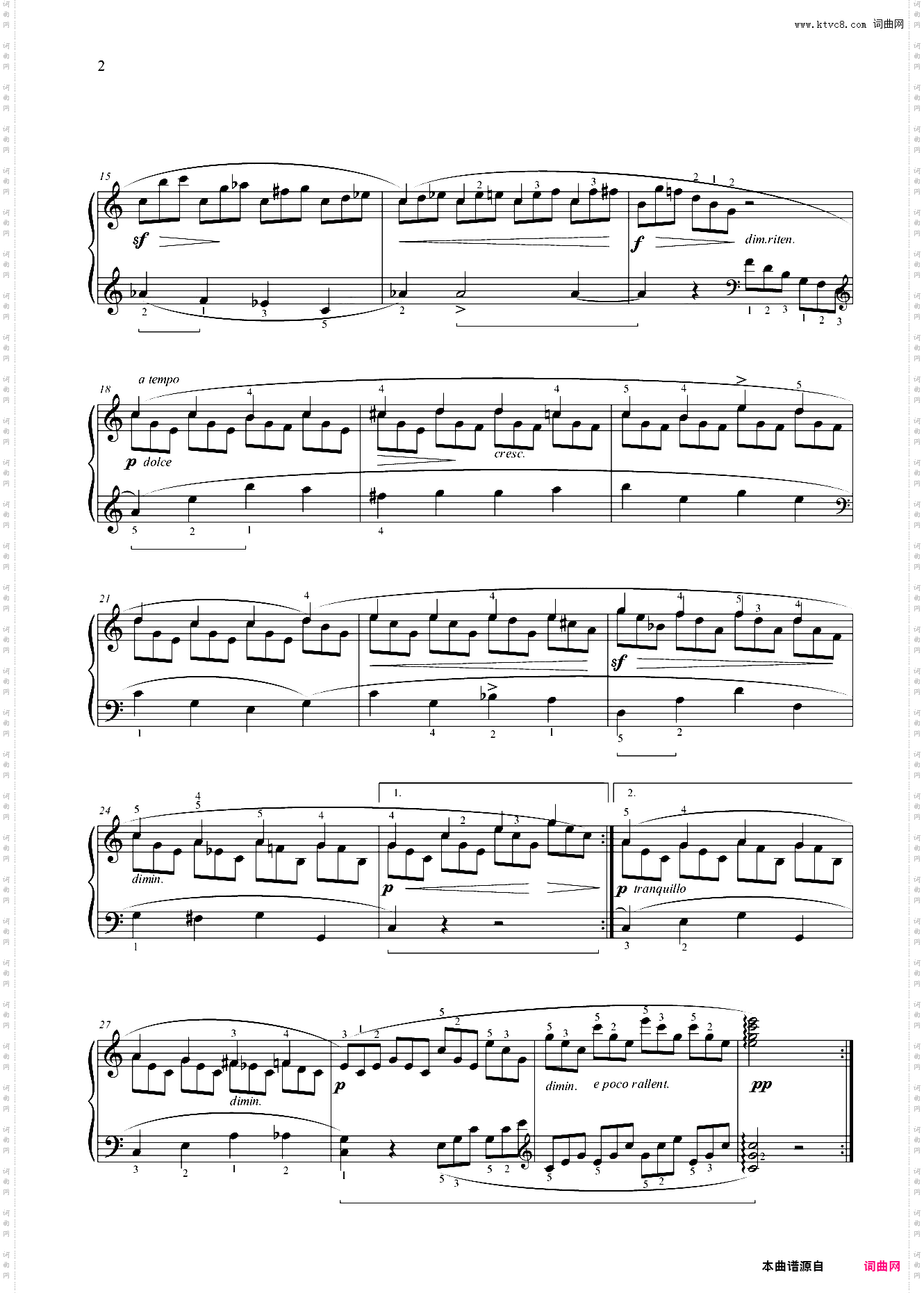 第五级 练习曲二《耳语》作品109之1