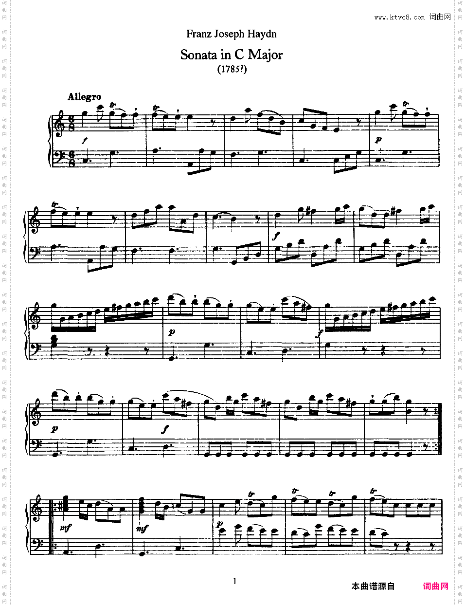 52首钢琴奏鸣曲 52 Piano SonatasPiano Sonata No 15 in C_NoRestriction
