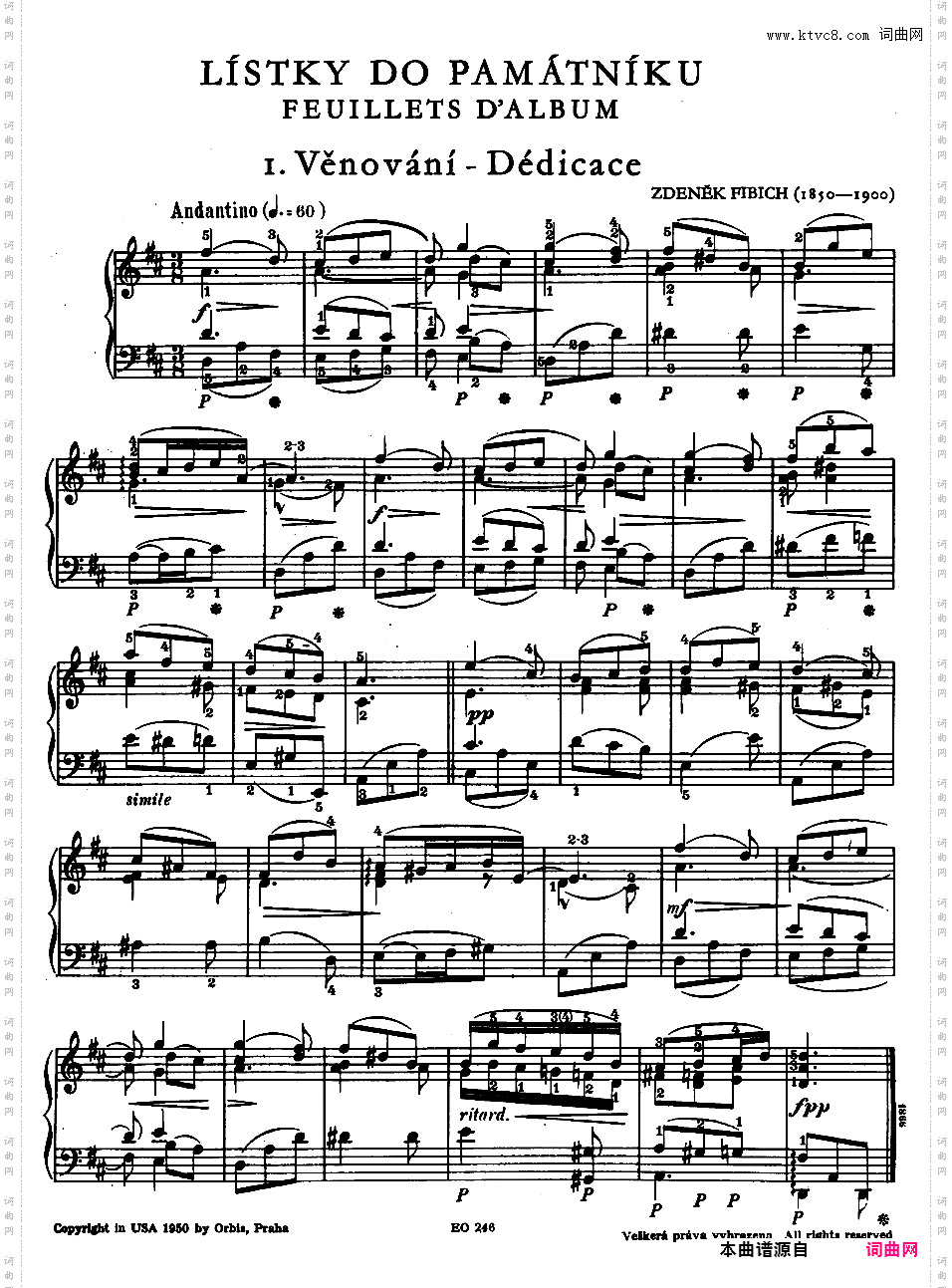 纪念册的一页 Feuillets d'Album Op·2