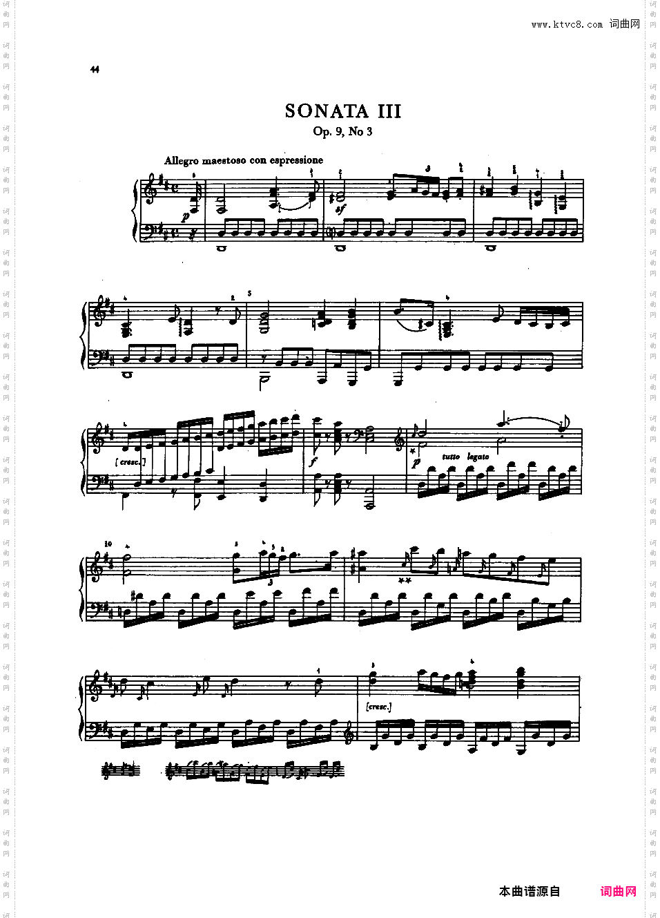奏鸣曲集Dussek op09n3 Sonate #03 in D