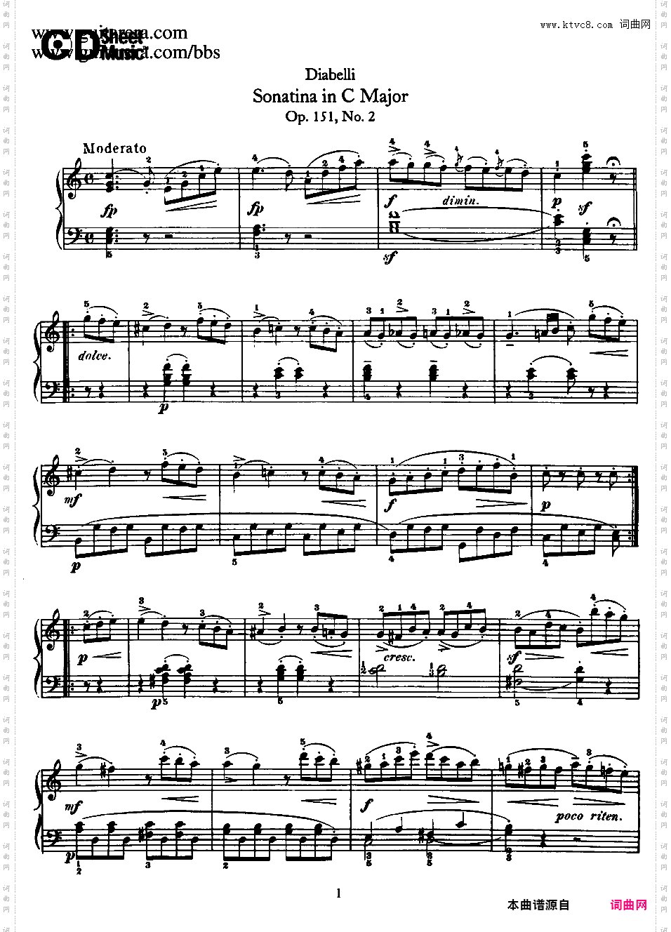 4首钢琴小奏鸣曲 4 Piano Sonatinas Op·151