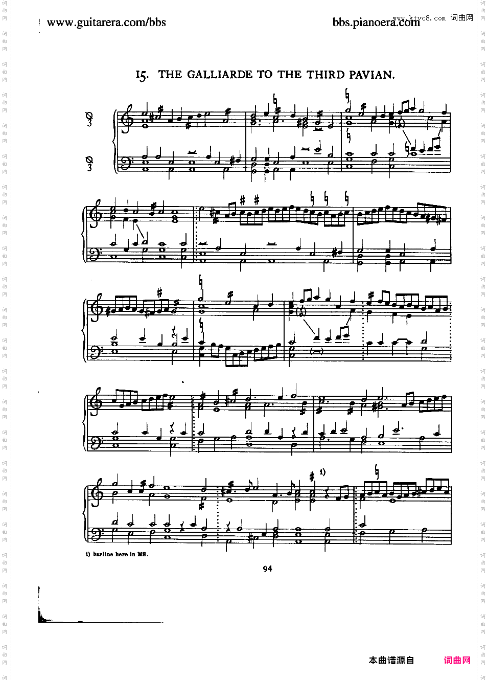 第三加亚尔德舞曲 The Galliarde to The Third Pavian
