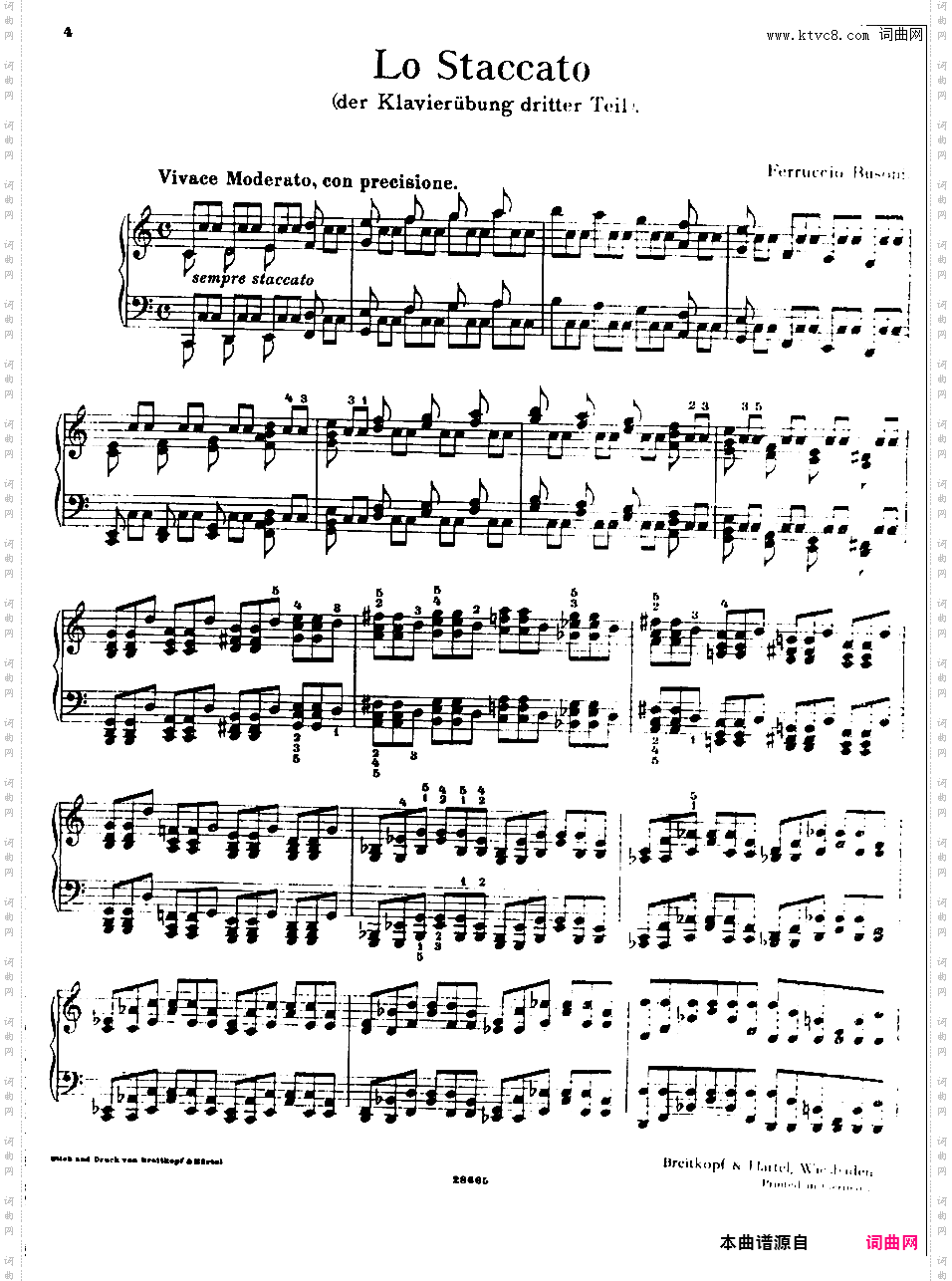 Busoni Klavieru?bung book 四集Busoni Klavieru?bung book 3 — Lo Staccato