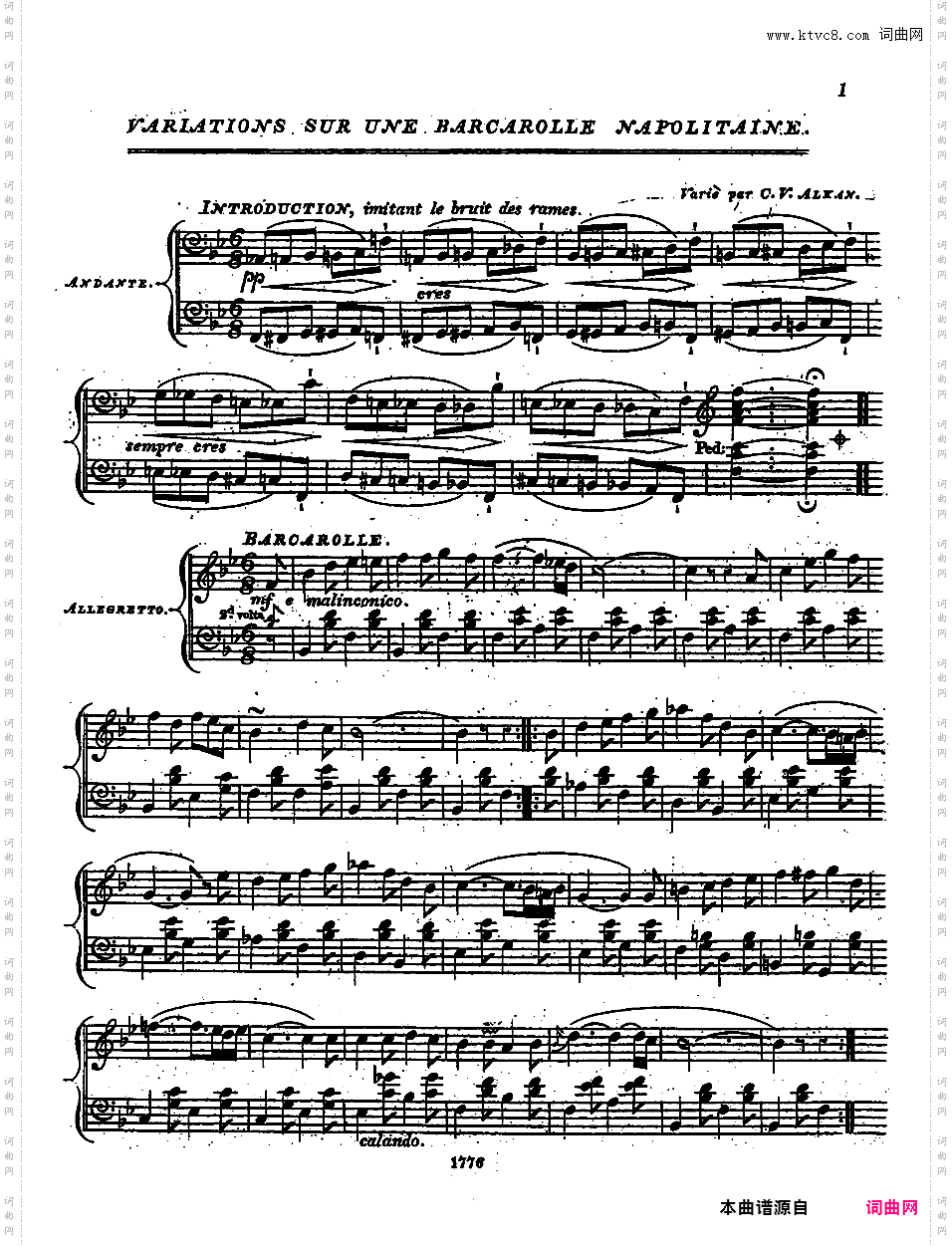 3首变奏曲 3 Variations Op·16 No·4-6Alkan op16 6 Barcarolle napolitaine