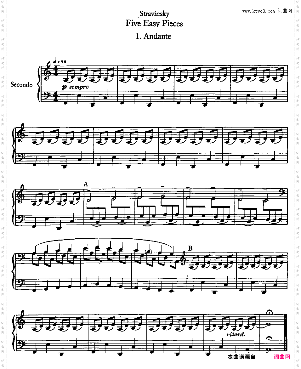 5首简易小品 Five Easy Pieces - 四手联弹