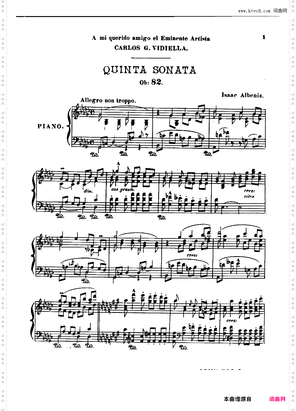 降G大调第五钢琴奏鸣曲 Piano Sonata No·5 in G-flat Major Op·82
