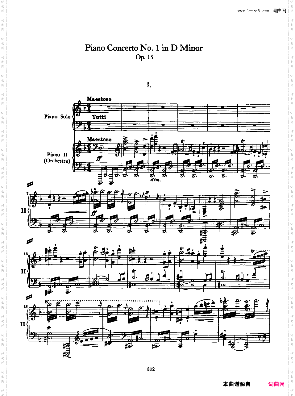 d小调第一钢琴协奏曲 Piano Concert No·1 Op·15Brahms op015 Piano Concerto #1 in d two pianos