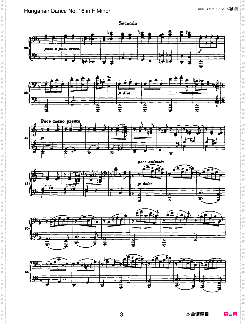 21首匈牙利舞曲 21 Hungarian Dances四手联弹Brahms Hungarian Dance 16 in f duet