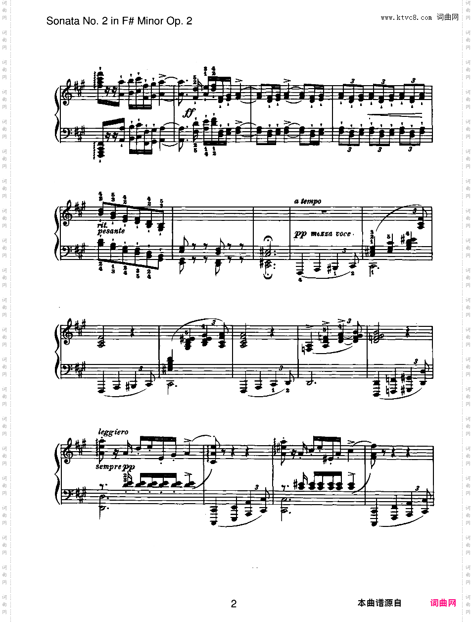 升f小调第二钢琴奏鸣曲 Piano Sonata No·2 in f# Minor Op·2