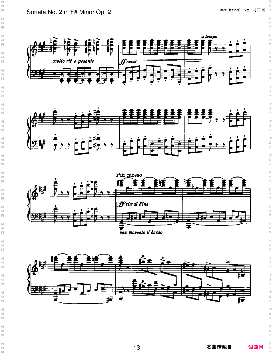 升f小调第二钢琴奏鸣曲 Piano Sonata No·2 in f# Minor Op·2