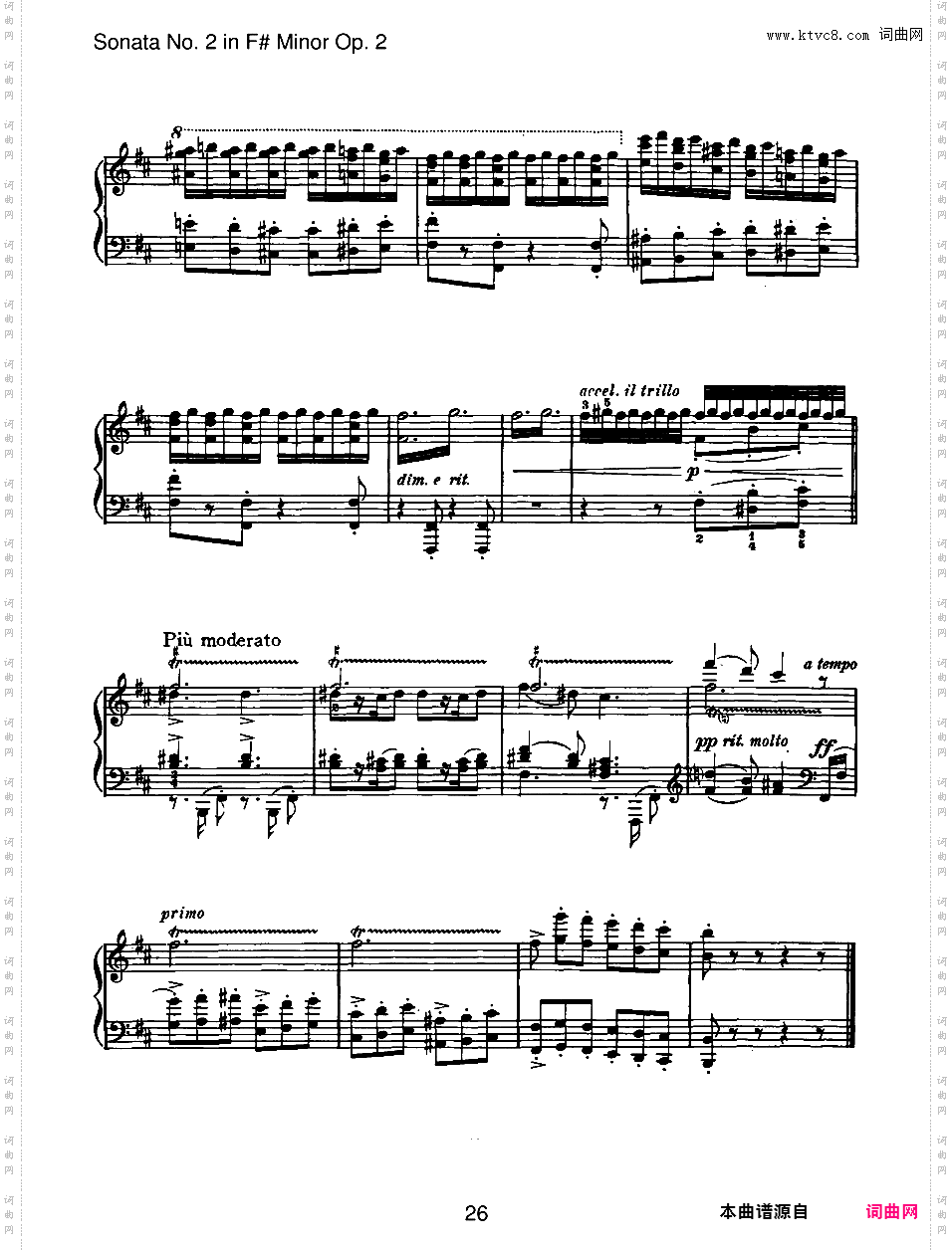 升f小调第二钢琴奏鸣曲 Piano Sonata No·2 in f# Minor Op·2