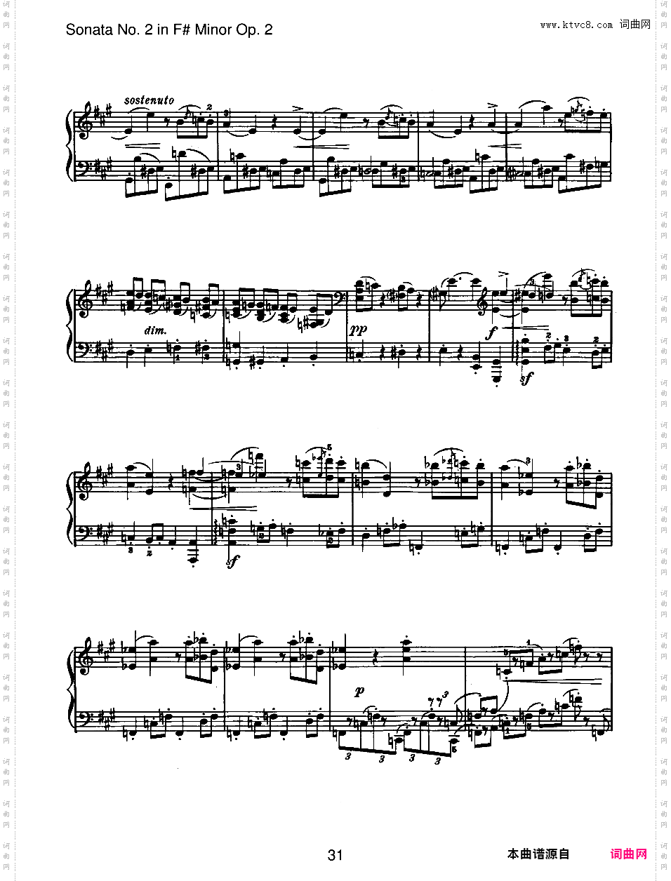 升f小调第二钢琴奏鸣曲 Piano Sonata No·2 in f# Minor Op·2