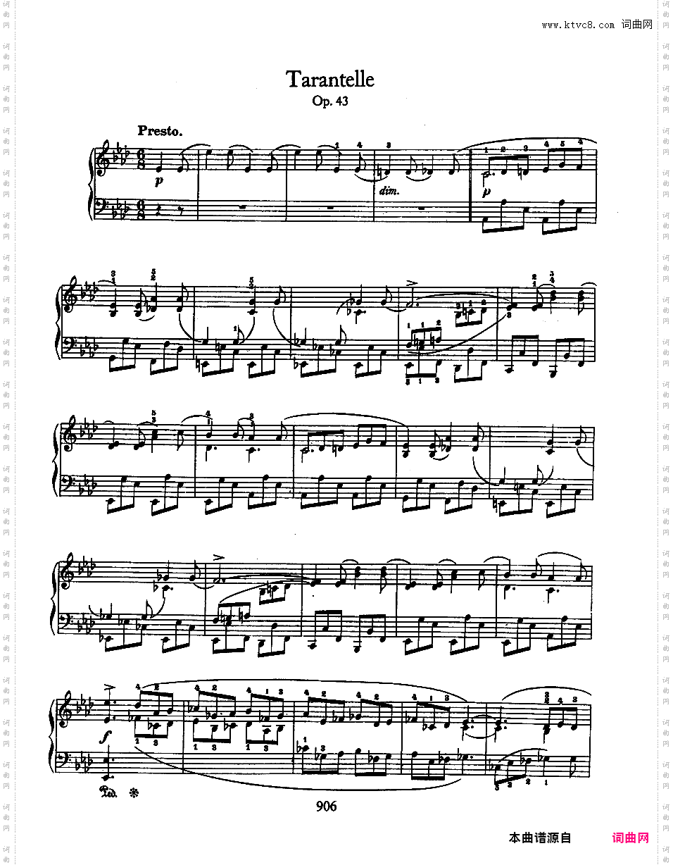 降A大调塔兰泰拉舞曲 Op·43Chopin op43 Tarantelle版本一
