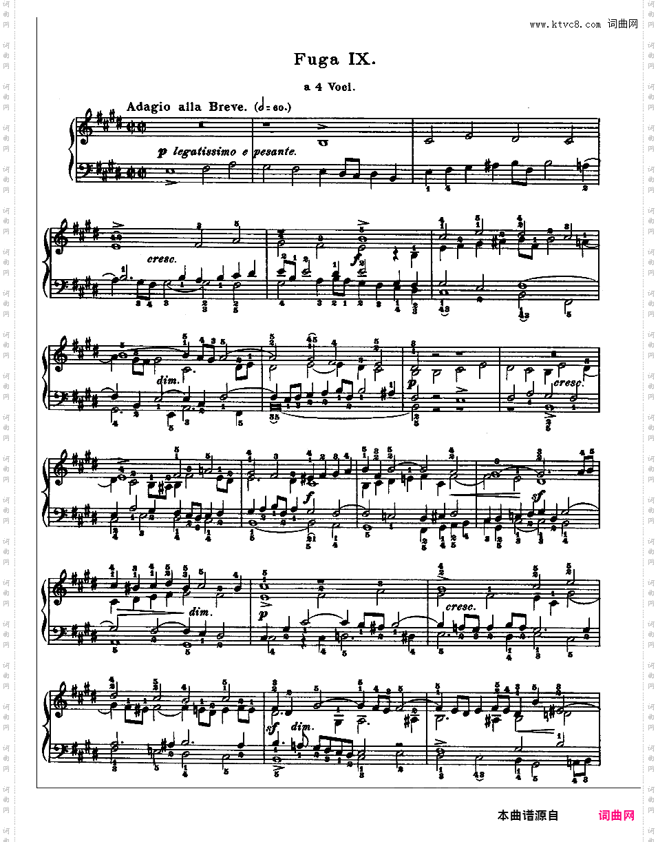 《平均律钢琴曲集第二卷》The Well Tempered ClavierPrelude & Fugue 09