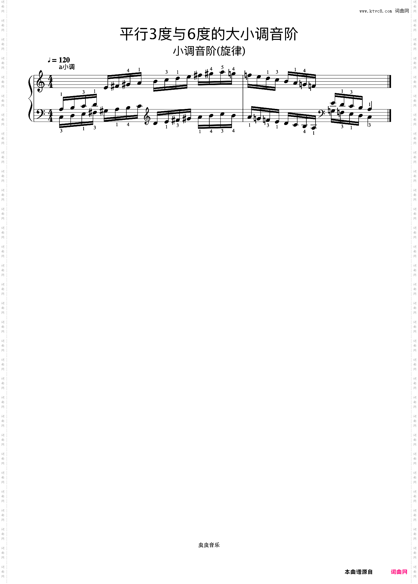 平行3度与6度的大小调音阶27-2《什密特钢琴手指练习》