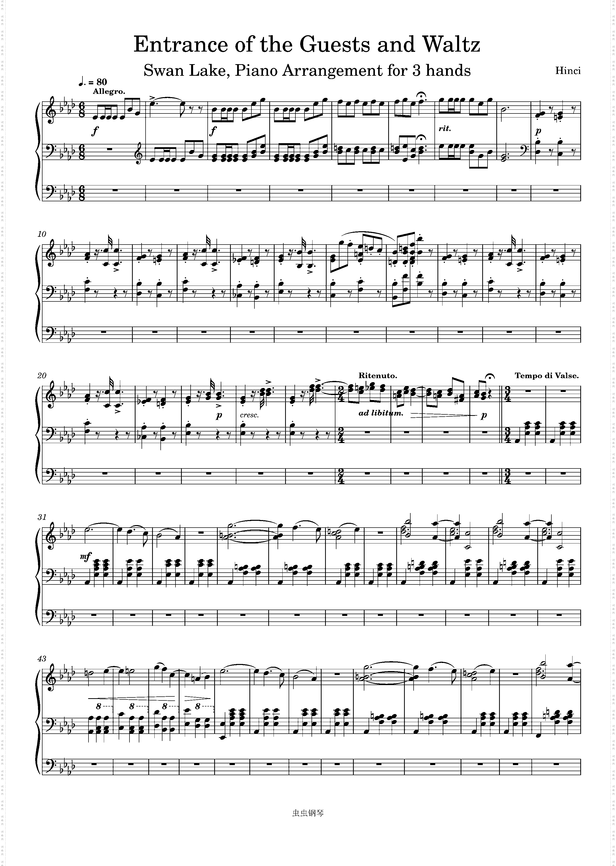 Swan Lake, 17· Entrance of the Guests and Waltz Piano