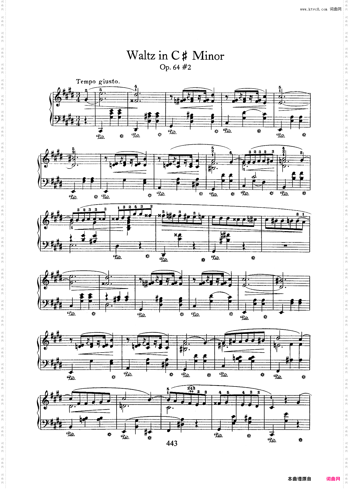 肖邦升c小调圆舞曲 Chopin Walts in C#, Op·64, No·2