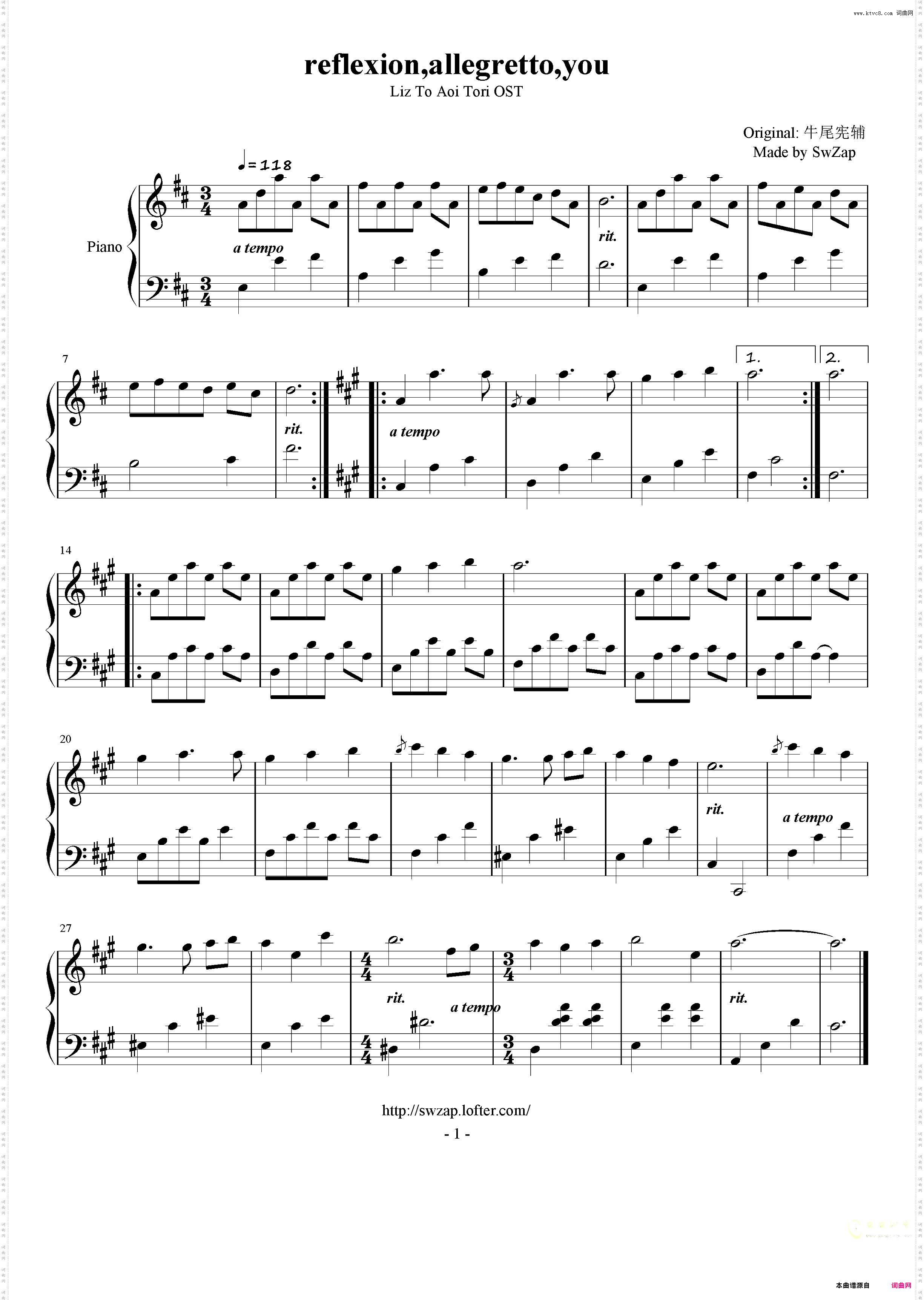 reflexion,allegretto,you《莉兹与青鸟》OST