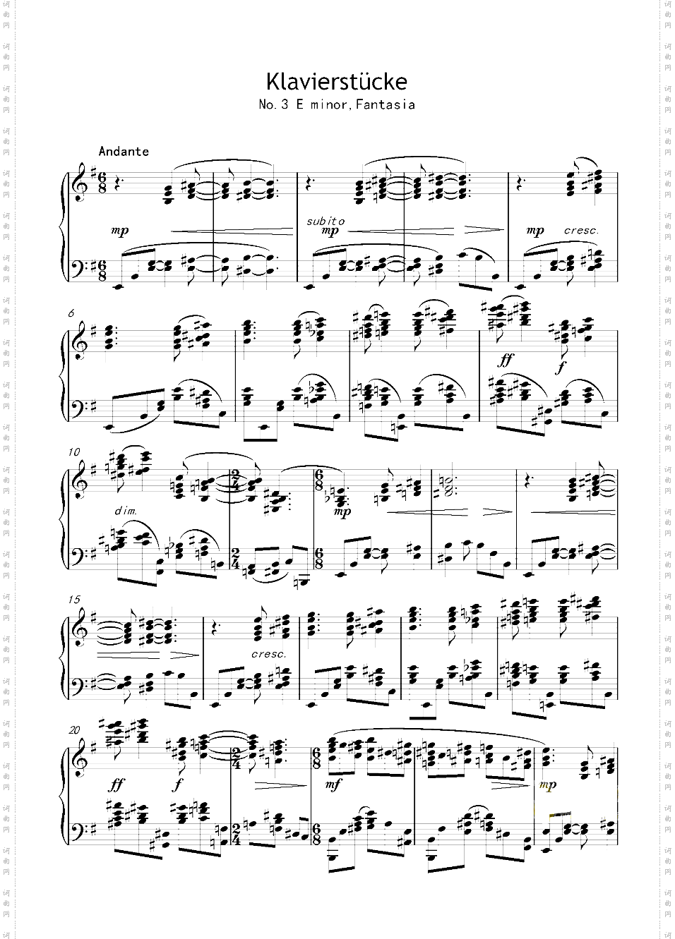 幻想曲，钢琴曲4首，Op3no3
