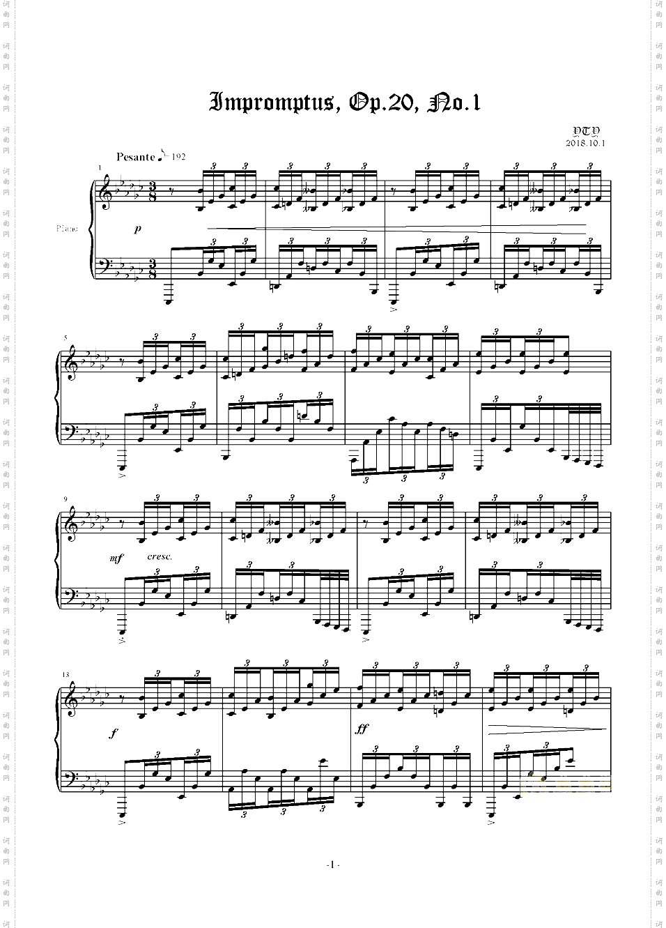 Eb小调即兴曲 Op·20, No·1
