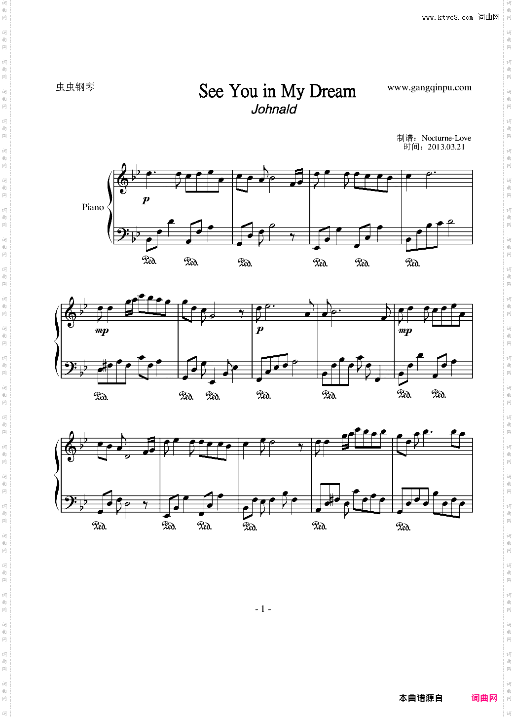 See You in My Dream钢琴曲