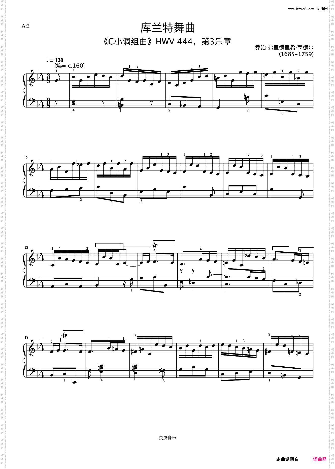 6级 库兰特舞曲《英皇钢琴考级曲目2017-2018》