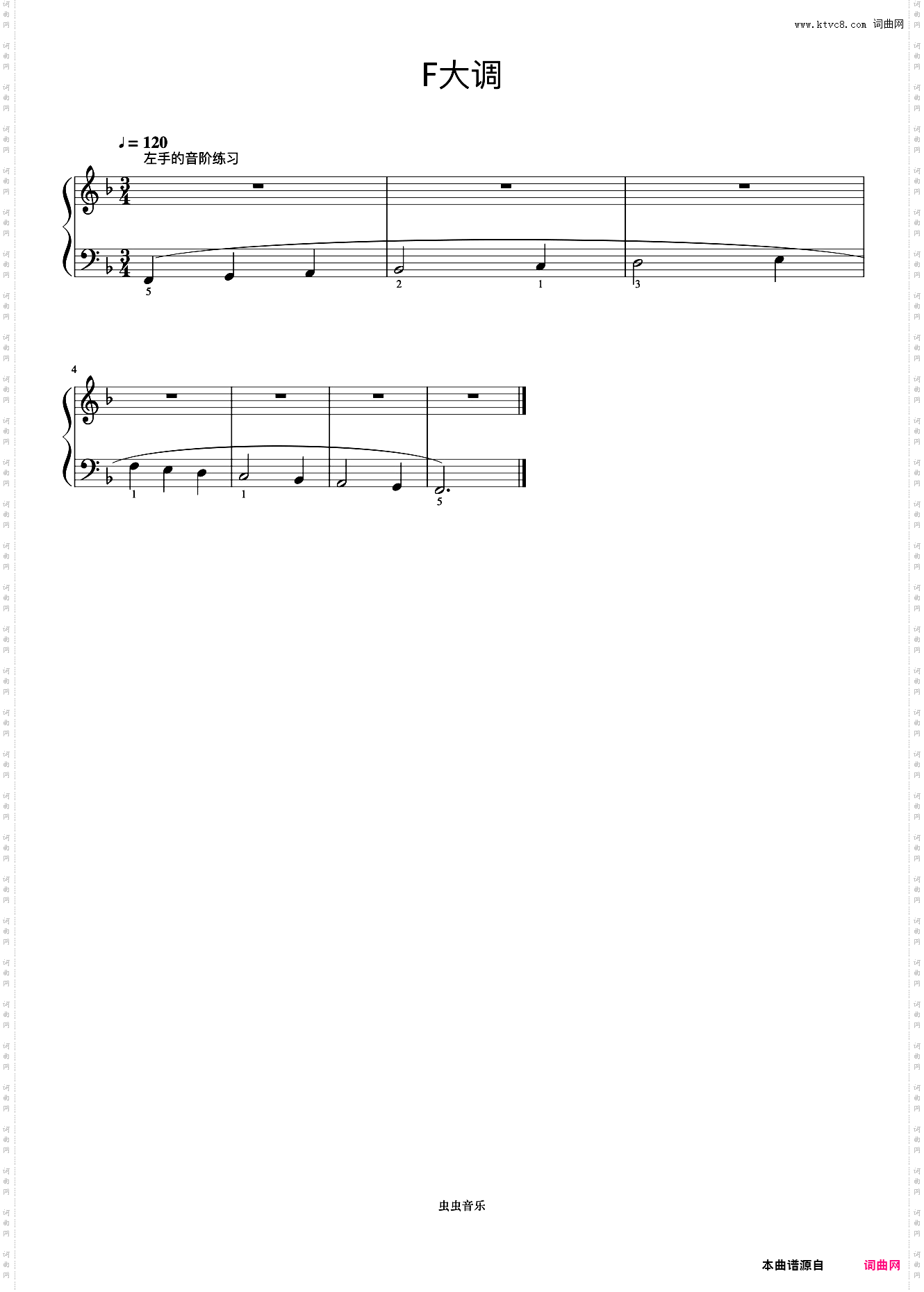 F大调 左手的音阶练习《手指训练操》