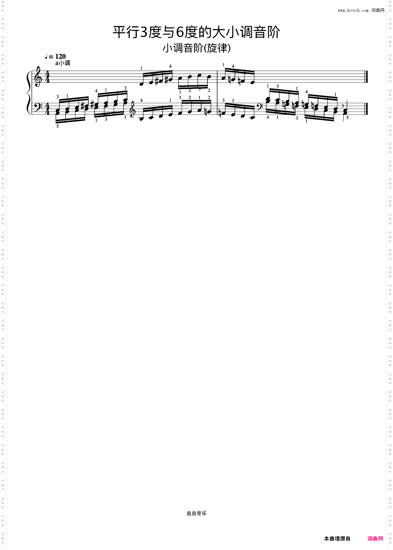 平行3度与6度的大小调音阶27-1《什密特钢琴手指练习》
