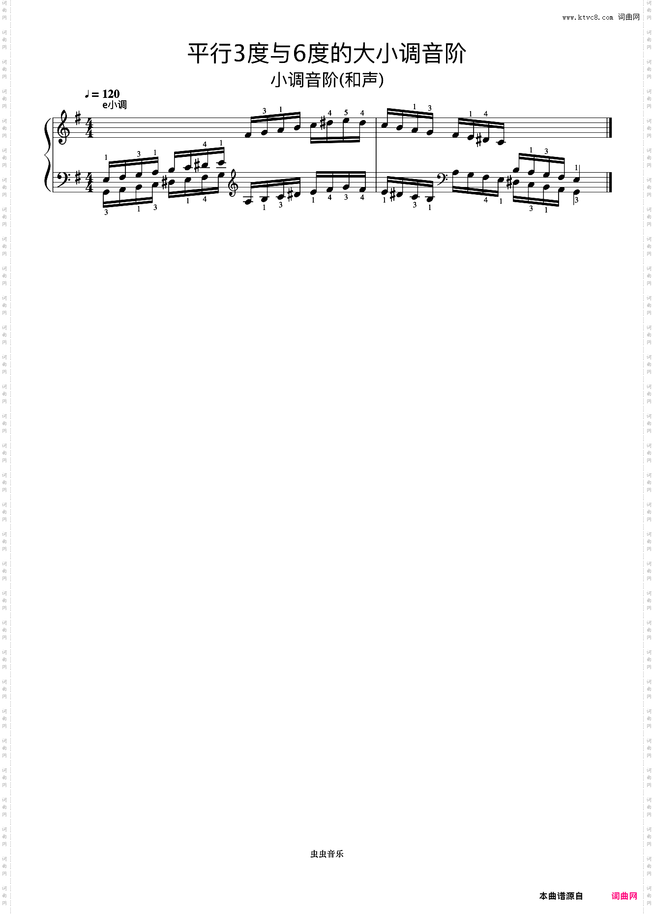 平行3度与6度的大小调音阶15-2《什密特钢琴手指练习》