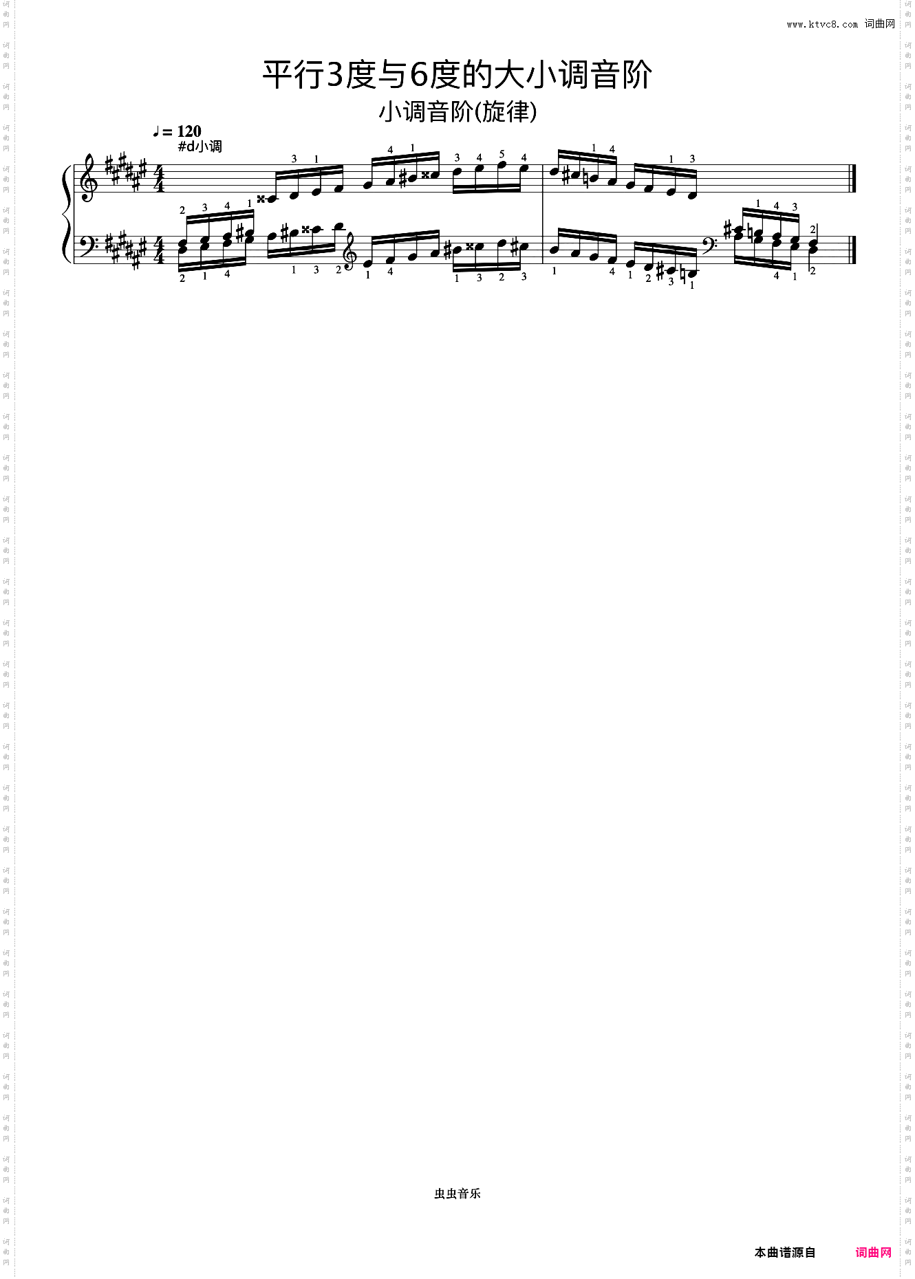 平行3度与6度的大小调音阶33-1《什密特钢琴手指练习》