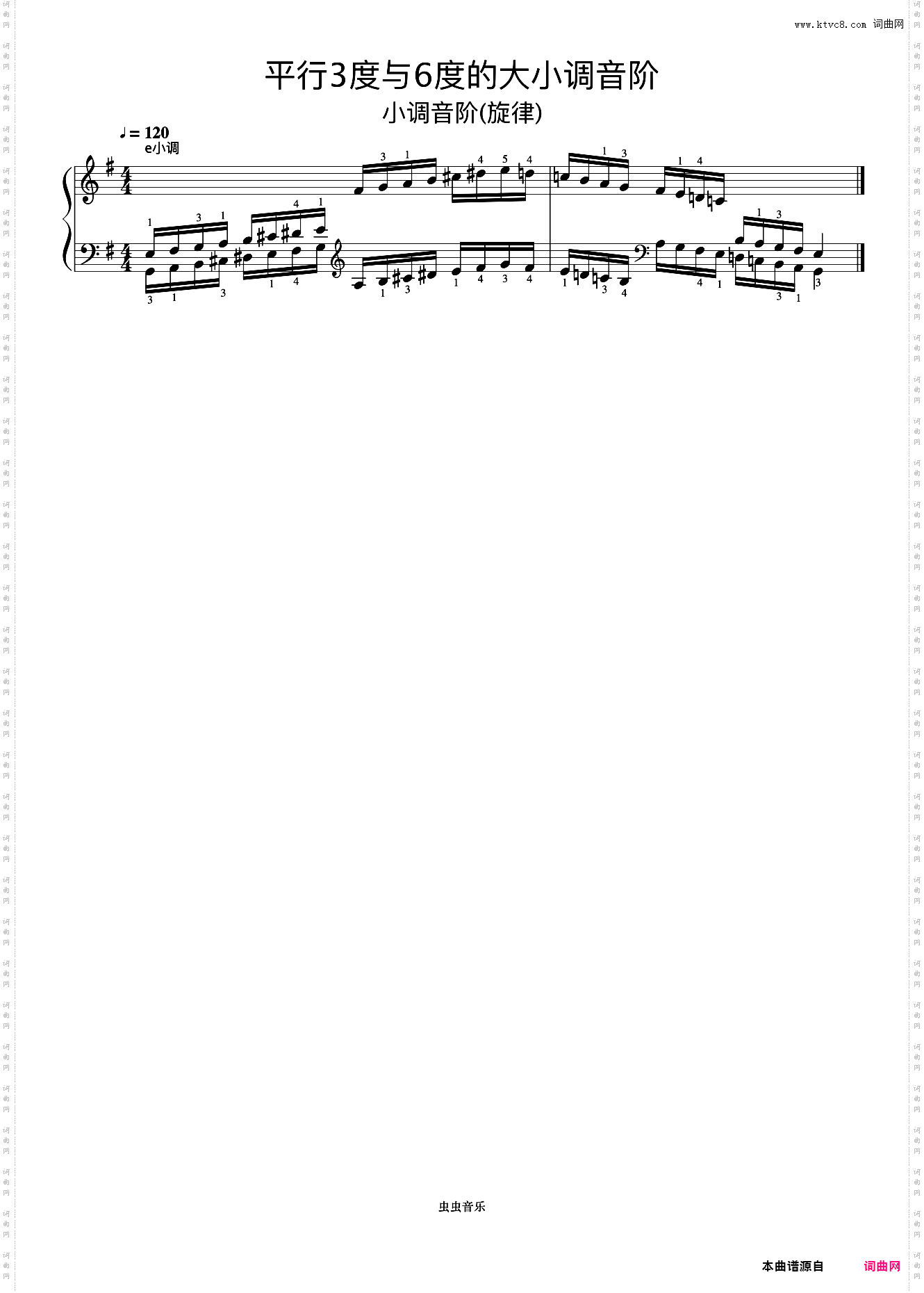 平行3度与6度的大小调音阶28-2《什密特钢琴手指练习》