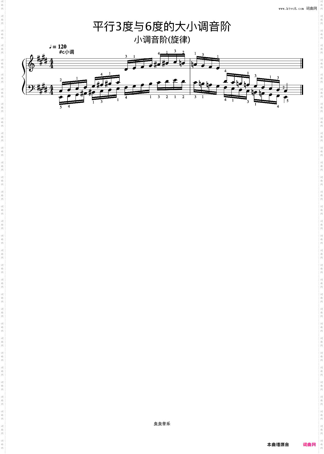 平行3度与6度的大小调音阶31-2《什密特钢琴手指练习》