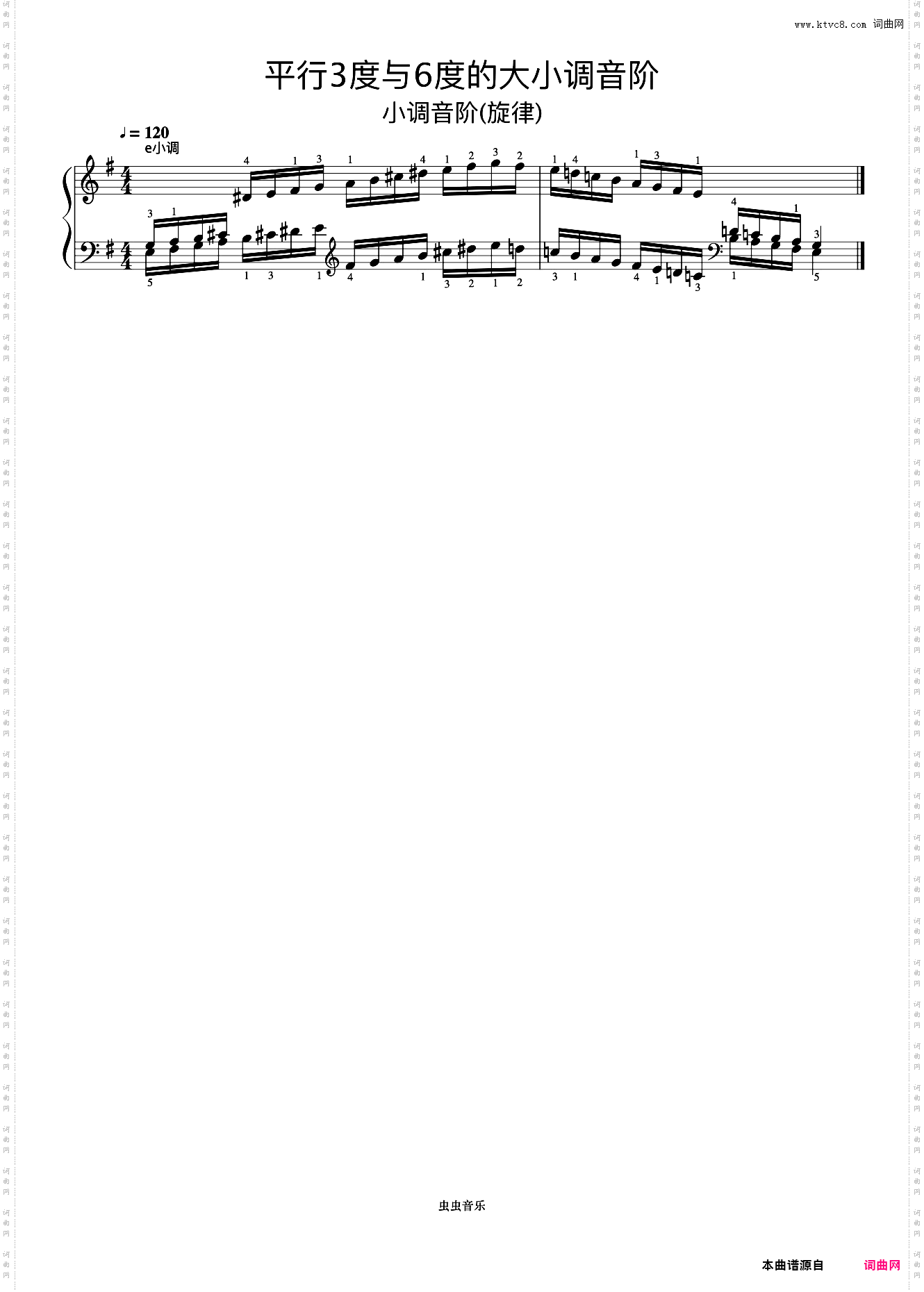 平行3度与6度的大小调音阶28-1《什密特钢琴手指练习》