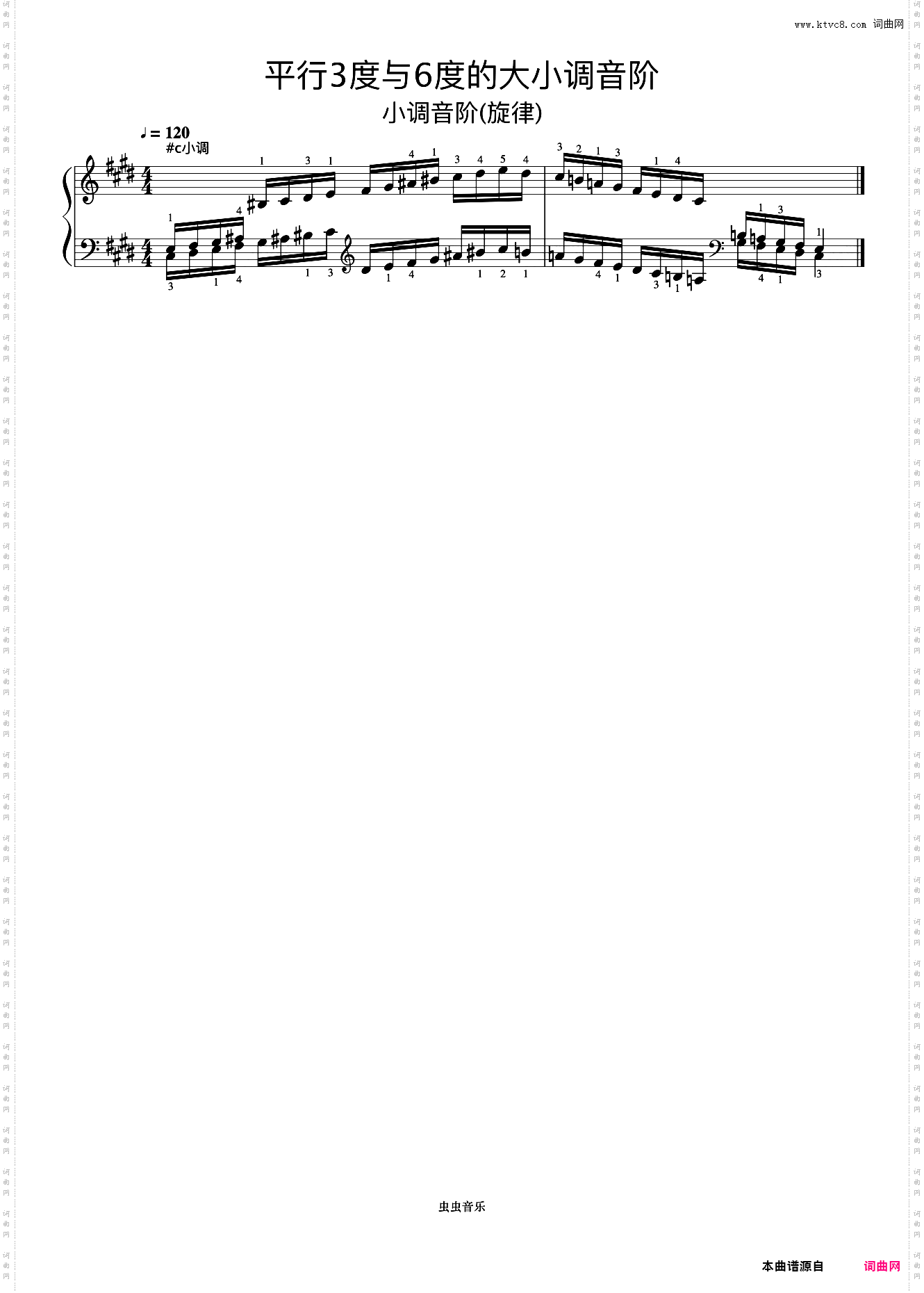 平行3度与6度的大小调音阶31-1《什密特钢琴手指练习》