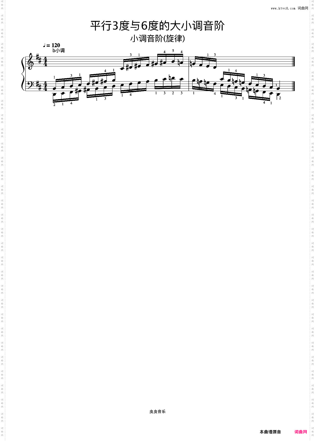平行3度与6度的大小调音阶29-2《什密特钢琴手指练习》