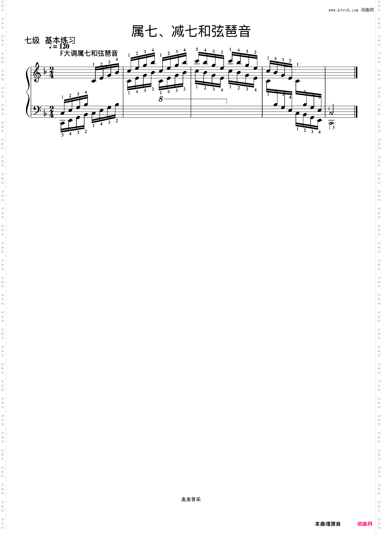 9级 F大调属七和弦琶音《中央院钢琴考级曲目 7-9级》